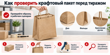 Проверка крафтового пакета реальным товаром перед заказом тиража