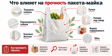 Факторы прочности пакета-майка: толщина плёнки, швы, ручки, фальцы и форма товара